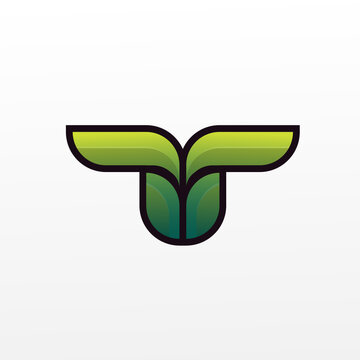 T Logo Leaf Design