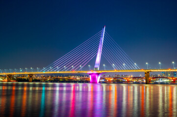 Fototapeta na wymiar World Cup Bridge. Han river in South Korea.