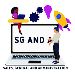 SG and A - Sales, General and Administration acronym. business concept background.  vector illustration concept with keywords and icons. lettering illustration with icons for web banner, flyer