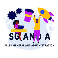 SG and A - Sales, General and Administration acronym. business concept background.  vector illustration concept with keywords and icons. lettering illustration with icons for web banner, flyer