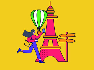 Traveling and relaxing vector creative concept illustration
