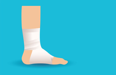 Elastic bandage, Foot medical and First Aid , health care illustration vector design.