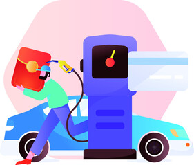 Refueling car vector creative concept illustration
