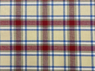 Colored checkered table cloth background. Texture of textile table napkin. Multicoloured gingham background.