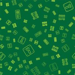 Set line QR code ticket train, Repair of railway and Broken rails on on seamless pattern. Vector