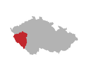 Czech map with Plzen region red highlight