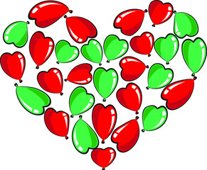 vector drawing heart shape balloons design