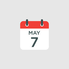 calendar - May 7 icon illustration isolated vector sign symbol