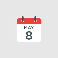 Fototapeta premium calendar - May 8 icon illustration isolated vector sign symbol