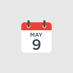 calendar - May 9 icon illustration isolated vector sign symbol