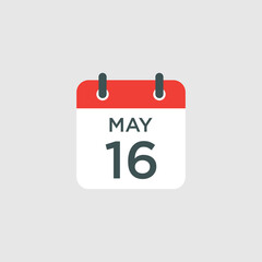 calendar - May 16 icon illustration isolated vector sign symbol