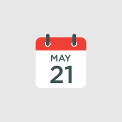 calendar - May 21 icon illustration isolated vector sign symbol