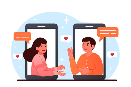 Man and woman using online dating app on smartphone and meeting at table,  tiny people. Blind date, speed dating, online dating service concept. flat  vector modern illustration 11431188 Vector Art at Vecteezy