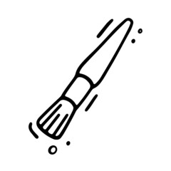 Cosmetic Icon. Make up brush in doodle style. Woman stuff, eco girls accessory concept. Vector hand drawn flat illustration isolated on white.