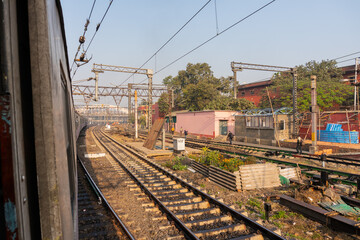 HOWRAH STATION , HOWRAH, WEST BENGAL / INDIA - 4TH FEBRUARY 2018 : Railway track of Indian railway. It is fourth largest network by size in the world.