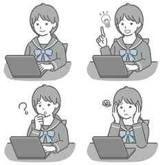 パソコンを操作する女子学生