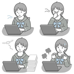 パソコン作業が辛い女子学生