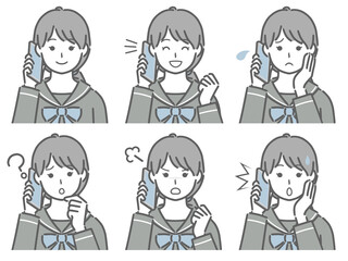 スマホで話す女子学生