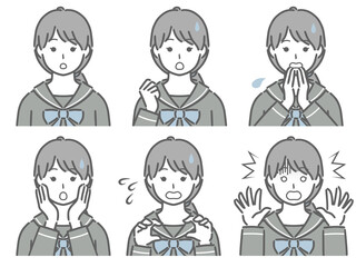 驚く表情の強弱　女子学生