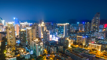 Fototapeta na wymiar Aerial photography of Xiamen city night scene large format