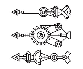 arrows vector line illustration steampunk style