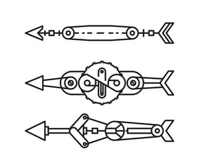 arrows vector line illustration steampunk style