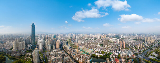 aerial photography wenzhou city architecture landscape skyline panorama
