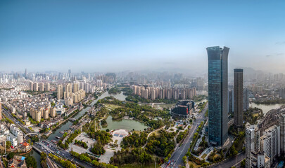 aerial photography wenzhou city architecture landscape skyline panorama