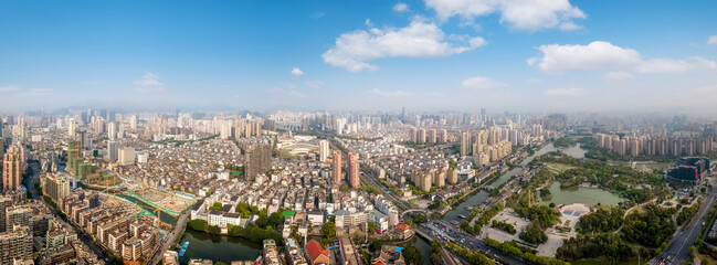 aerial photography wenzhou city architecture landscape skyline panorama