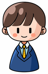 Illustration of a man in a suit smiling calmly