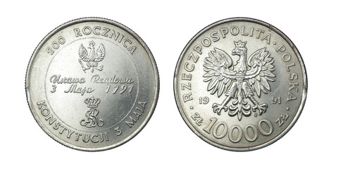 10,000 zlotys 1991 - 200th anniversary of the Constitution of May 3, ten thousand zlotys