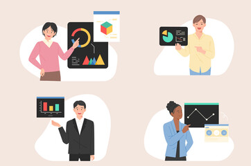 Family celebrating parents day. Thank you gift icons collection. flat design style vector illustration.