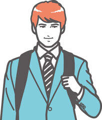 ビジネスリュックを背負う若手