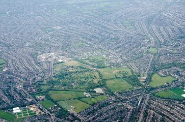 View looking south across New Malden, Morden and Motspur Park, London - 501660603