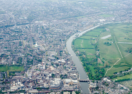 Aerial view of Kingston-Upon-Thames town centre