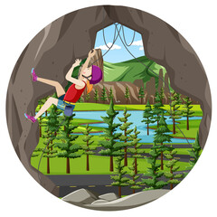 Rock climbing badge isolated