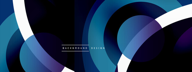 Obraz premium Abstract background with color geometric shapes. Beautiful minimal backdrop with round shapes circles and lines. Geometrical design. Vector illustration