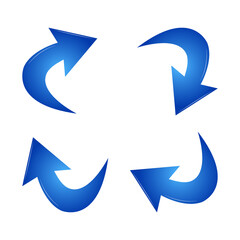 Blue vector arrow set glassy