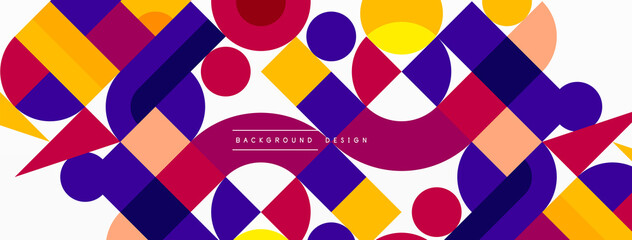 Minimal geometric abstract background. Circle square and triangle design. Trendy techno business template for wallpaper, banner, background or landing © antishock