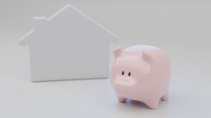 Piggy bank and house shape on a seamless background