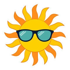 Cool sun company logo with sunglass vector illustration