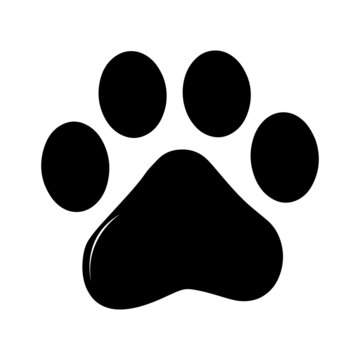 Cute pets paw print isolated on white background