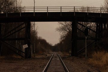 railway bridge at sunset