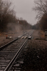 railway in the fog