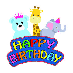 Cake and Happy Birthday vector illustration