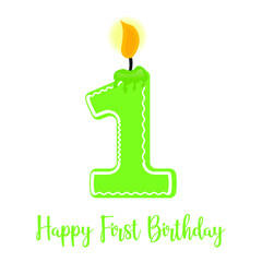 Happy first birthday candle vector design