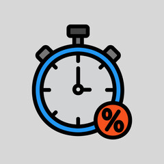 Sale time icon in filled line style, use for website mobile app presentation