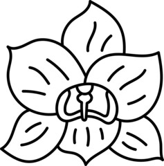 orchid doodle hand drawing icon