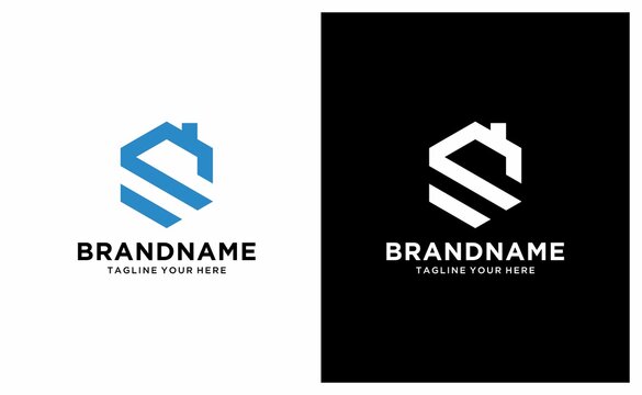 ID Item: 302018063
Modern and stylish logo design of S in vector for construction, home, real estate, building, property etc. on a black and white background.