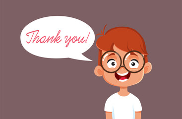 Little Boy Saying Thank You Vector Cartoon Illustration